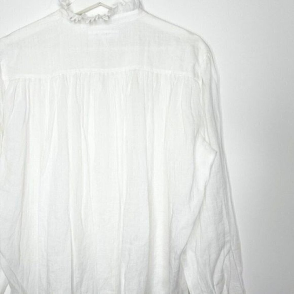 FRAME Vintage Ruffled Mock Neck Balloon Sleeve Top  - Picture 9 of 9